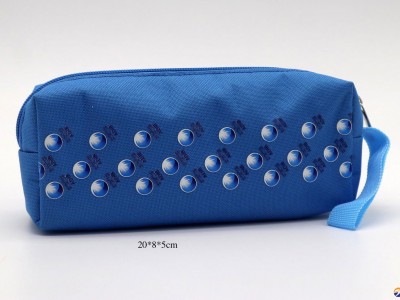 600D polyester children pencil pouch with polyester webbing handle