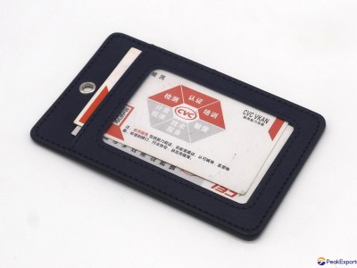Synthetic leather PU badge holder dark blue blue