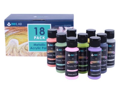 18 Pack 60ml Water-based Metallic Artists Acrylic Paint Set