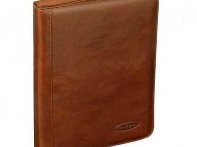 Tan Leather Zipped Conference Folder
