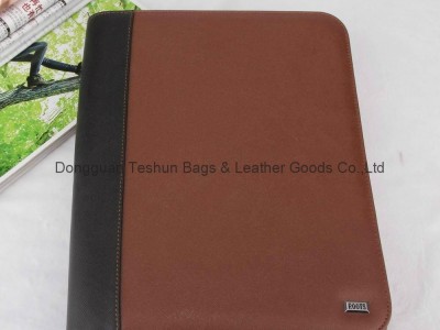 zipper portfolio with PU material