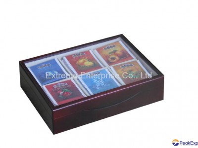 Finest Felt Lined Tea Wooden Chests with Glass Window