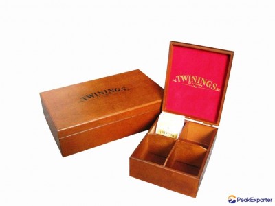 Brown Twinings Wooden Tea Compartment Boxes