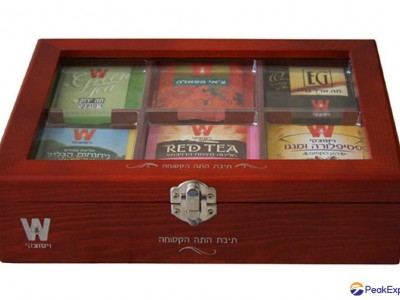 Rich Cherry Finished Wooden Tea Packaging Boxes with Glass Window