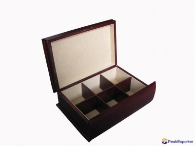 Rich Mahogany Book Shaped Wooden Tea Chest