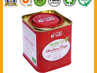 Decorative Square Tea Tin Box With Snap On Lid BR1201 Factory