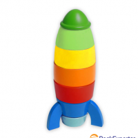 Wooden stacking rocket toy for kid and children with rainbow color