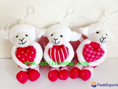 hanging stuffed sheep with heart for valentine's day