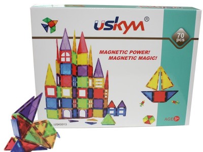 Kids Magnet Toys Magnet Building Tiles,  70pcs 3D Magnetic Building Blocks Set,