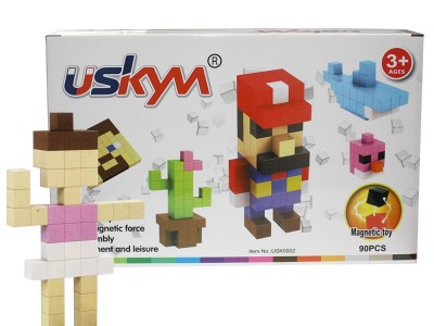 90PCS DIY Intelligence educational kids plastic magnetic building blocks toys
