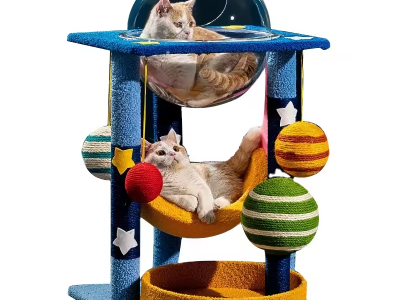 Cat Treehouse Climbing Frame Luxury Floral Flower Cat Tree Grab Sisal Pet Festiv