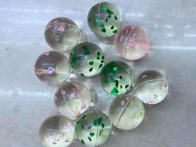 32mm transparent high bouncing balls with gliters