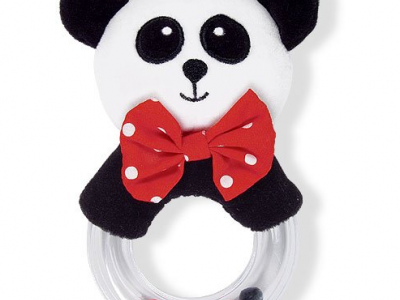 Black, White & Red Plush Panda Baby Rattle