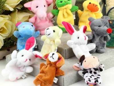Educational Baby Cartoon Animal Plush Finger Puppets Set Story Telling