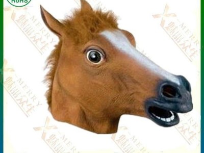 Latex Animal mask horse ride dance nice horse cap