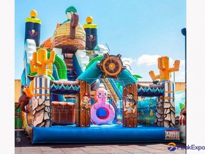 Lilytoys hot selling Customized pirate theme inflatable dry slide party slide fo