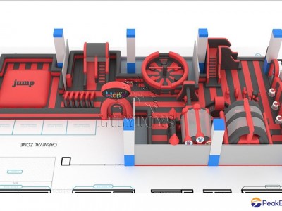 Red And Black Carnival Indoor Inflatable Trampoline Park