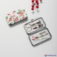 Flower Manicure Set  Leather Pouch Nail File Nail Clipper Nail Scissor