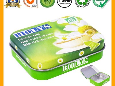 BIOLYS Rectangular Decorative Tea Bag Tin With Hinges BR1210 Factory
