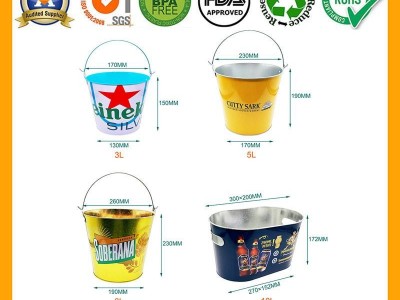 3L/5L/8L/10L/15L Galvanized Metal Tin Beer Ice Bucket with Handle