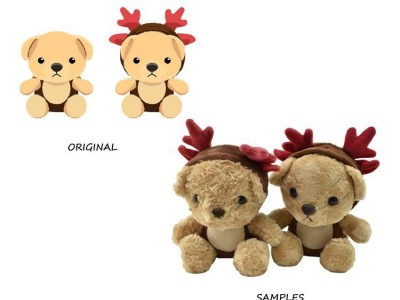 Factory OEM kawaii Stuffed Antler Bear Plushie Pillow Kids Plush Christmas Toys
