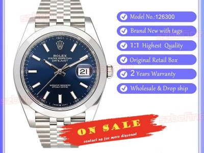 Rolex Datejust 126300 Stainless Steel Blue Dial Jubilee Mens Watch