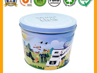 2 Gallon christmas holiday tinplate food container metal popcorn tin