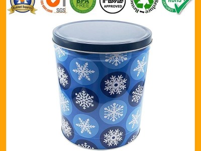 Custom 3.5 Gallon Christmas Popcorn tin with lid