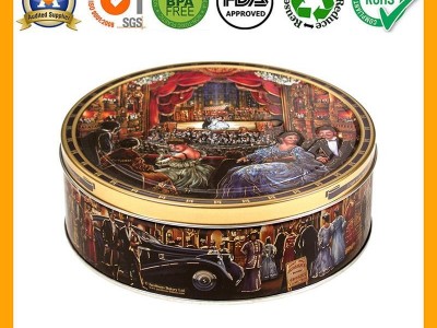 China factory food packaging box round biscuits cookies tin cans