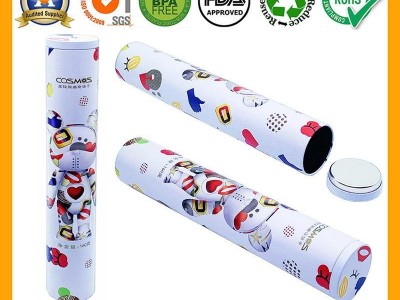 China Supplier Custom Cylinder Airtight Food Tin Container Slim Cookies Can
