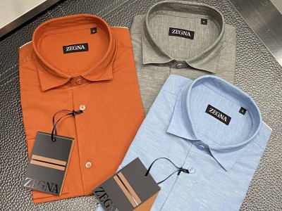 Zegna Slim Fit Dress Shirt Light Blue Men Comfort Shirt