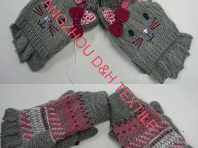 Cartoon Winter Knitted toboggan crochet Glove