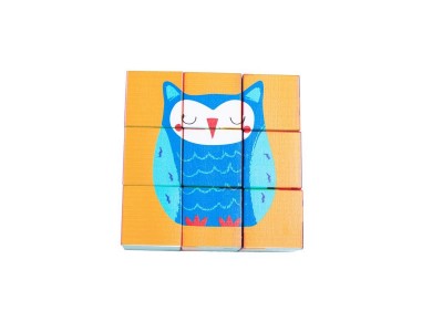 Wooden Toys Manufacturer Factory of 9 PCS Six-Sides Jungle Animal Puzzle Blocks