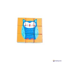 Wooden Toys Manufacturer Factory of 9 PCS Six-Sides Jungle Animal Puzzle Blocks