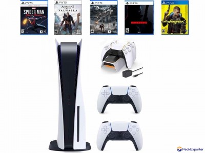 P S 5 Deluxe Bundle: S O N Y Disc Edition + Wireless Controller + Five Games