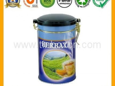 Round can tea tin box with airtight lid for tea caddy tea canister packaging