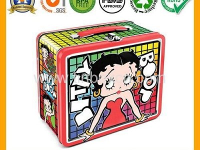 Rectangular lunch tin box with handle for gift tin case packaging
