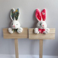 36cm wood frame with bunny head decoration for Easter day