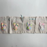 14X18CM drawsting bags with bunny head design for Easter day