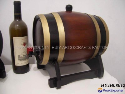 5L dark brown color wine barrel with faucet tab
