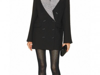 Sanit lauren     Double Breasted Wool Jacket     Suit Collar Diamond Jacket