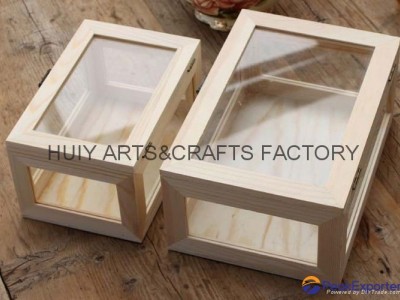 Unfinished wooden box with many dividers and hinged lid
