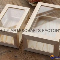 Unfinished wooden box with many dividers and hinged lid
