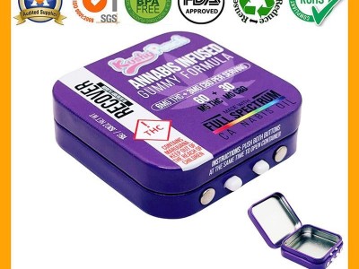 China Supplier Custom Square Small Child Resistant Safety Candy Mint Gummy Tin