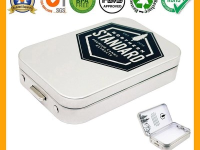 Metal CR packaging plain hinge closure child safety proof resistant tin box
