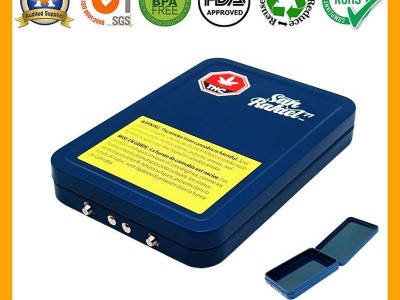Factory Children Safe Metal Box Child Resistant CR Tin Container with Hinged Lid