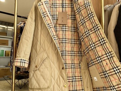 Two-side Down Jackets Classic Grid Pictures windbreaker long blazer jacket New S