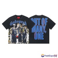 Fashion Men Women Godspeed Rock Street Vintage Washed Aged Print Short Sleeve