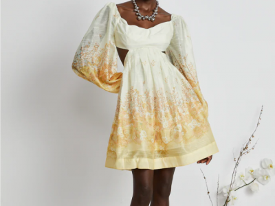 Zimmermann Saks Fifth Avenue White Yellow DELPHINE FLORAL MINI DRESS