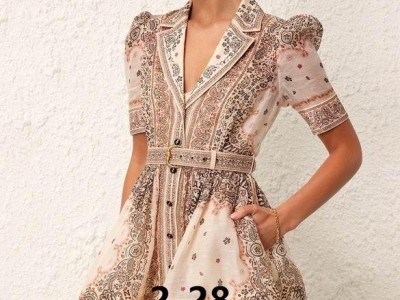 Zimmermann MATCHMAKER MINI SHIRT DRESS BEIGE WITH PAISLEY MOTIF